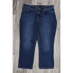 Lee Medium Regular Fit Mid Rise Embroidered Denim Blue Jean Capris